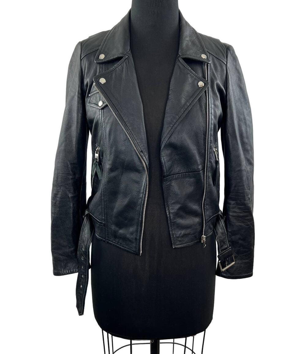 ZARA TRF Outerwear Black Faux Leather Moto Jacket Zippers Studs Rocker Biker 8